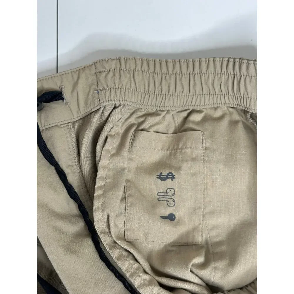FIGS FIGSPRO Pants Mens M Tan Tailored Trouser Scrub Chino Stretch Slim Snap Zip
